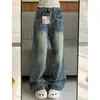 Jeans Ajustados Estilo Retro Americano para Mujer, Tendencia Otoño/Invierno 2025 Nuevo Estilo, Pantalones de Pierna Recta Lavados Vintage Adelgazantes de Pierna Ancha