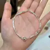 Pulsera de Plata de Ley S925 para Mujer, Plata Rota, Unas Onzas de Corazón Pulsera de Corazón, Diseño de Nicho, Estilo Genial, Accesorios de Pulsera Sencillos