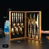 Juego de 24 Piezas de Cuchillo Tenedor Cuchara con Mango de Diamante de Acero Inoxidable Cruzado Juego de Cubiertos para Restaurante Occidental Ventas Directas de Fábrica Cubiertos en Caja de Regalo