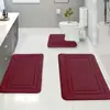 Tapete de Chão de Veludo Coral Simples Transfronteiriço Conjunto de Três Peças Carpete de Banheiro Absorvente de Água Antiderrapante Tapete de Banheiro em Estoque para Dropshipping