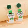 Calle Verde Transfronteriza Europea y Americana. Aretes del Día de San Patricio para Mujer Aretes de Tuerca con Personalidad de Gato Perro para Festival Irlandés