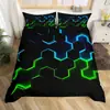 Funda de edredón de tres piezas transfronteriza Hexagonal Geométrico Mango Impresión digital moderna Sábanas Ropa de cama de comercio exterior Textiles para el hogar