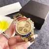 Relógio com Cristais Arco-Íris, Três Submostradores e Seis Ponteiros, Cronógrafo, Pulseira Sólida de Aço Inoxidável, Relógio de Quartzo Multifuncional, Liga Metálica com Logo Personalizado