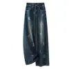 Jeans anchos de estilo vintage francés con bordado floral, de cintura alta, estilo casual, pantalones rectos de pierna ancha que estilizan y favorecen