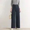 Pantalones de mujer de tiro alto, fluidos, elegantes, versátiles, casuales, de color liso, sencillos, 2026 otoño, nuevos, elegantes, de pierna ancha, rectos