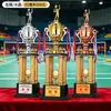 Trofeos de cristal hechos a medida para competiciones de bádminton, premios y recuerdos personalizados para campeones de eventos deportivos individuales y de dobles