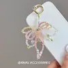 Colgante Creativo y de Moda con Cadena para Teléfono Móvil de Perlas de Cristal y Lazo, Diseño Exquisito y Dulce, Colgante de Lazo Versátil