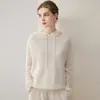 Macio e aconchegante! Suéter de cashmere com capuz, nova blusa básica feminina outono 2026, estilo elegante, corte solto, modelador, suéter liso