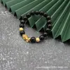 Pulseira Pixiu de Ouro Areia Vietnamita Imitação Pulseira de Casca de Obsidiana de Ouro Negro Imitação Pulseira Atmosférica de Ágata Banhada a Ouro Vermelho Presente
