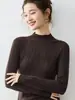 Design de rosa~Suéter de lã com gola redonda feminino malha fina ultrafino levemente transparente sexy slim-fit suéter pullover malharia