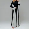 Comércio Exterior Europeu e Americano Transfronteiriço 2026 Vestido Feminino Cor Color Block Nova Manga Longa Ins Casual Solto Vestido de Primavera