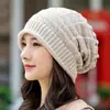 Gorro de lana para mujer, para otoño e invierno, apilado, para parejas, de punto, para primavera y otoño, con forma de luna y cabeza grande, cálido