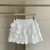 Falda de pastel estilo ballet para niña, falda de volantes multicapa, minifalda abullonada de cintura alta adelgazante anti-exposición