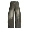 Jeans Scimitar Silhueta Retro Americano para Homens e Mulheres, Calça Reta Nova Lavada Desgastada, Calça Wide-Leg Casual Tendência