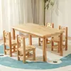 Mesa y silla de madera maciza para jardín de infantes juego de escritorio de madera de pino para niños mesa de aprendizaje de juegos juguetes de educación temprana para bebés