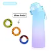 Taza de Agua Aromática con Anillo de Sabor, Anillo que Cambia de Sabor, Taza de Sabor, Botella de Agua Deportiva con Juego de 5 Anillos de Sabor, Tetera Espacial