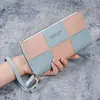 Cartera Larga Estilo Coreano con Cremallera Única para Mujer, Gran Capacidad Extra, Billetera para Monedas Cosida, Bolso para Teléfono Móvil, Bolso Versátil de Moda para Niñas