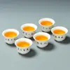 Xícara de Chá de Porcelana Branca com Textura Semelhante ao Jade, Xícara de Chá Kung Fu para Uso Doméstico, Xícara de Mestre, Novo Estilo Chinês, Conjunto de Chá com Caligrafia Escrita à Mão, Xícara Única