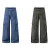 Calça de trabalho simples de cor sólida com múltiplos bolsos, estilo coreano, para uso externo, nova coleção de outono, calça casual versátil de perna reta, corte solto, para casais