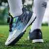 Novos sapatos de futebol infantis para meninos com velcro e travas, adequados para competição e treino de alunos do ensino fundamental, sapatos de malha antiderrapantes no atacado para meninas