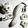 Accesorios de disfraz de zorro pequeño para Halloween: guantes, diadema, accesorios para el cabello, tocado de zorro demoníaco de mascarada, accesorio de cola de zorro