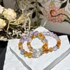 Pulsera de Cristal de Torre Amarilla de Amatista Citrina Natural, Diseño para Mejorar la Fortuna, Artículo Popular de Tiktok, Pulsera para Mujer al por Mayor