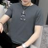 Verão puro algodão camiseta masculina manga curta moda marca moderna urso estampado top roupas puro algodão camiseta pescoço redondo solto meia manga