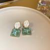 Brincos Verdes Pino de Prata Exagerados Luz de Luxo High-end Pendente de Orelha Moda Versátil Brinco Elegante Brincos Distintivos Atacado