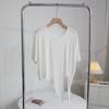 Design Soft Modal T-shirt Feminina Verão Manga Curta Solta Irregular Curto Estilo Puro Top para Mulheres