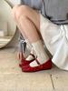 Versão interna elevada ~ Sapatos de balé com rebites Gymps retrô femininos primavera e outono fivela boca rasa sapatos Mary Jane
