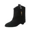 Design de botas de moda 2026 para mulheres baixinhas, comprimento até o meio da panturrilha, estilo novo, botas versáteis de outono, botas da moda que aumentam a altura com franjas de miçangas