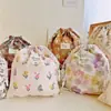 Doble algodón algodón peinado bolsillo con cordón cordón de encaje bolsa de almacenamiento floral pequeña bolsa de algodón fabricantes al por mayor