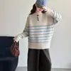Suéter de Invierno para Niñas Mediano-Grande Ropa Nueva de Invierno Suéter Infantil con Media Cremallera Prendas de Punto para Niñas Elegante Botones de Cuerno