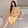 Cárdigan de Verano de Nuevo Estilo Cómodo de Algodón Puro de Manga Corta Camisón de Largo Medio para Mujer Ropa de Casa Dulce con Estampado Lindo Que se Puede Usar Afuera