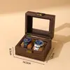 Caja de Almacenamiento para Relojes y Joyería de Cuero con Textura de Madera Retro, Doble Capa, Gran Capacidad, Caja para Colección de Relojes de Uso Doméstico, Caja para Relojes con Almohada Suave