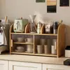 Suporte de copos de madeira maciça, armário de armazenamento de mesa à prova de poeira, aparador, suporte de armazenamento de copos para bancada de mesa de jantar, copo de água, xícara de café