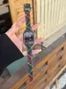 Navidad de Año Nuevo Lana Cuadros Correa de Cuero Adecuado para Apple Watch iWatch 11ª Generación 10/987Ultra/Se