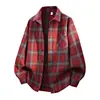 Camisa Masculina Xadrez Manga Longa Solta Casual Gola Reversível Versátil Jaqueta Camisa Unissex Estilo Academia Primavera/Outono 2026