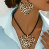 Pendientes de Moda con Estampado de Leopardo Retro con Forma de Corazón Geométricos Europeos y Americanos Transfronterizos Más Vendidos Estilo Vintage de Nicho Pendientes Venta al por Mayor