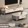 Mesa de Café de Piedra Sinterizada Lujo Ligero Sala de Estar Hogar 2026 Nuevo Gama Alta Apartamento Pequeño Mesa de Café Ovalada Combinación de Mueble de TV