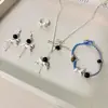 Pingente de Pônei Zircônia Prateada Desenho Animado Corrente para Suéter com Design de Comprimento Ajustável, Presente de Dia das Mães para a Mãe