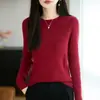 Nueva colección de otoño e invierno: suéter tejido de ochos con cuello redondo para mujer, jersey liso 2026, elegante de manga larga, ajuste holgado, capa base