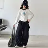 Conjunto de Meninas Outono 2026 Nova Moda Casual Estilo Coreano Tendência Crianças Crianças de Meia-Idade e Mais Velhas Camiseta Bordada Conjunto de Duas Peças