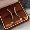 Pendientes de Estrella de Cuatro Puntas Completamente de Diamante, Diamante Brillante, Circonita para Mujer, Diseño Únicamente Hermoso, Pendientes de Borla con un Toque de Lujo