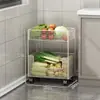 Estante de Almacenamiento para Cocina de Pie Multifuncional Gran Capacidad Estante de Almacenamiento para Frutas y Verduras Multicapa Móvil Carrito Pequeño Cesta para Verduras