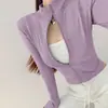 Cuerda para saltar ejercicio secado rápido chaqueta deportiva mujer ajustado traje de yoga manga larga running fitness entrenamiento top prenda exterior