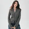 Nuevo cárdigan de punto de cachemira para bebé para mujer Otoño/Invierno 2026 con cuello redondo, tejido de ochos y doble cremallera, prenda de abrigo simple y cálida