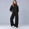 Conjunto de dos piezas de pantalones de punto casual con cuello alto transfronterizo para mujer shein conjunto de cárdigan de color liso conjunto de cárdigan de punto