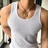 Camiseta Regata Canelada Pesada Americana sem Mangas para Homens, Casual, Elástica, que Valoriza o Corpo, Camada Base para Basquete, Fitness