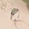 Novo Anel Quadrado Retrô Estilo Chinês para Mulheres, Anel Elegante para Dedo Indicador Estilo Chinês, Anel Cubo de Açúcar